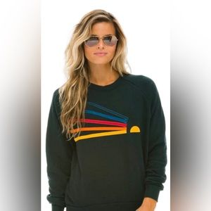 Aviator Nation daydream crewneck sweatshirt in black/charcoal.